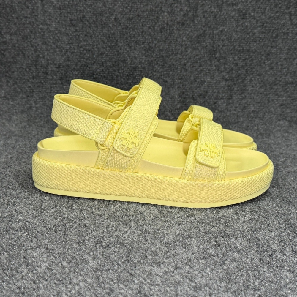 Tory Burch Kira‎ Sport Sandals Women's 9 Yellow Hook Look Strap Summer Beach